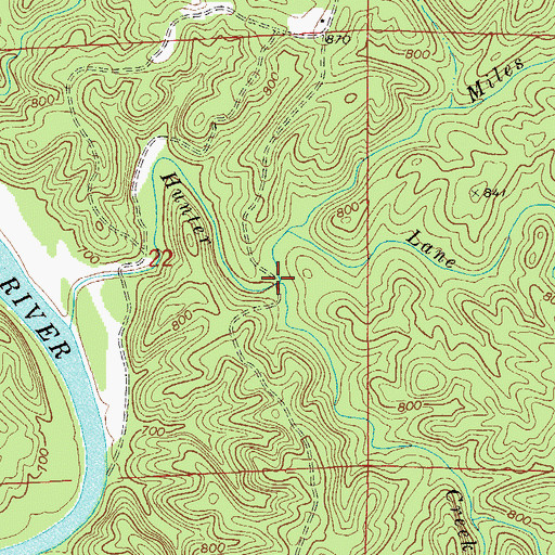 Topographic Map of Miles Branch, AL