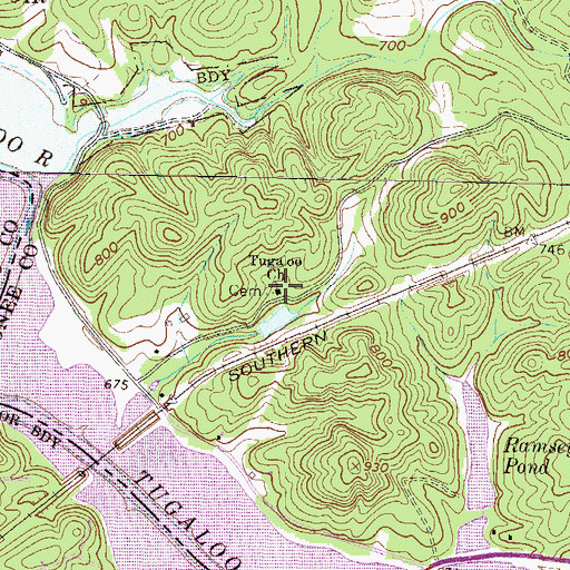 Topographic Map of Tugaloo Church, SC
