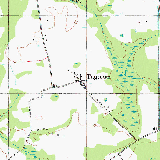 Topographic Map of Tugtown, SC