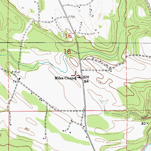 Topographic Map of Miles Chapel, AL