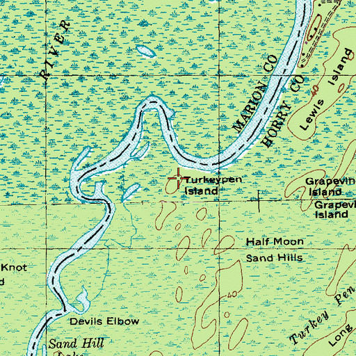 Topographic Map of Turkeypen Island, SC