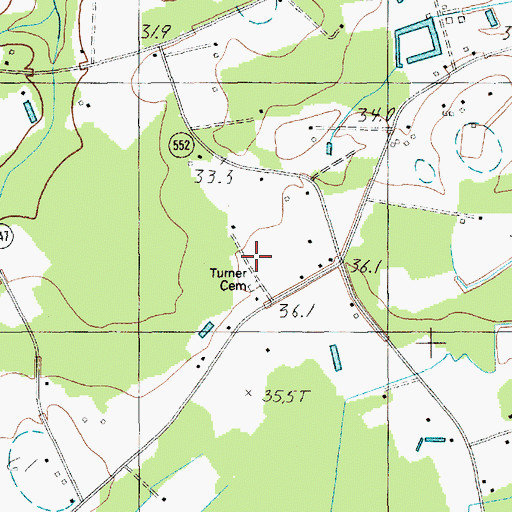 Topographic Map of Turner Cemetery, SC