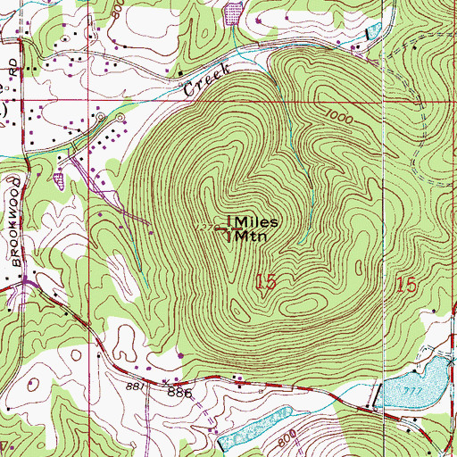 Topographic Map of Miles Mountain, AL