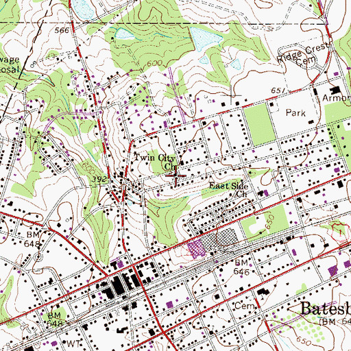 Topographic Map of Twin City Church, SC