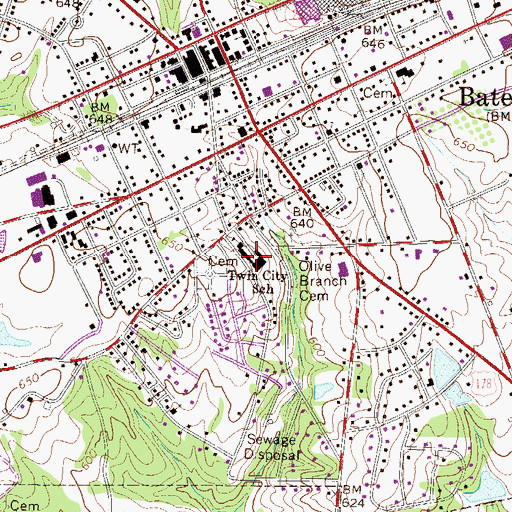 Topographic Map of Twin City School, SC