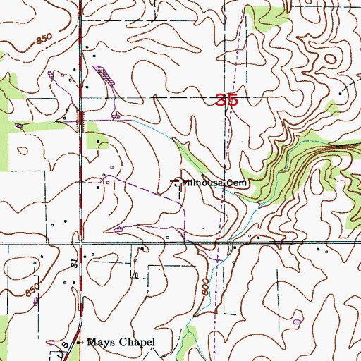 Topographic Map of Milhous Cemetery, AL