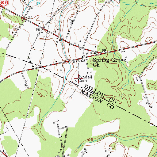 Topographic Map of Tyndall Cemetery, SC
