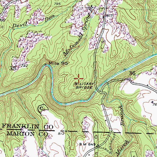 Topographic Map of Military Bridge, AL