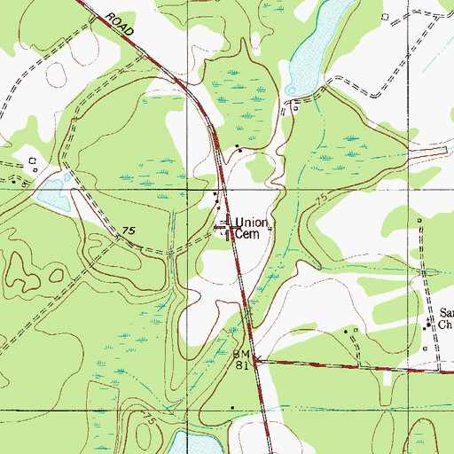 Topographic Map of Union Cemetery, SC