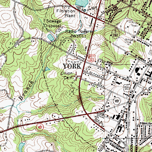 Topographic Map of Union Cemetery, SC