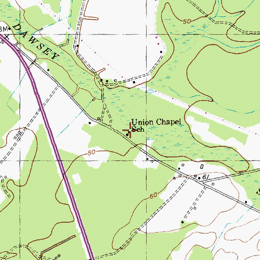 Topographic Map of Union Chapel School, SC