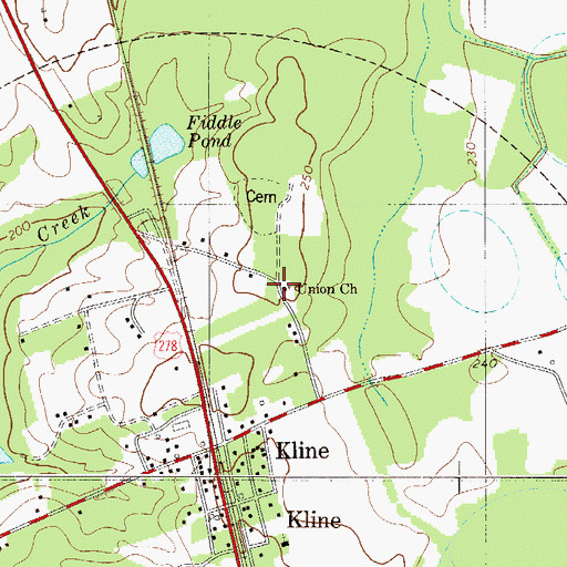 Topographic Map of Union Church, SC
