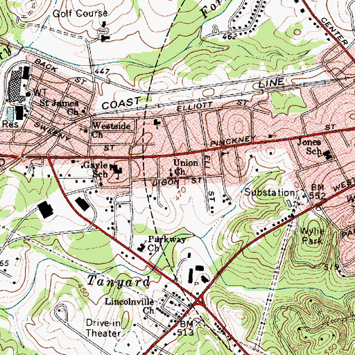 Topographic Map of Union Church, SC