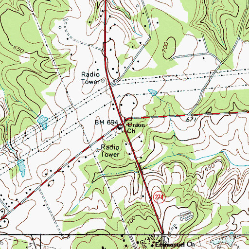 Topographic Map of Union Church, SC