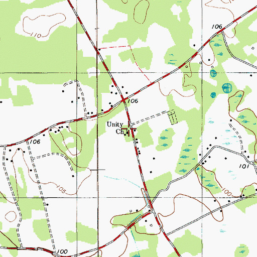 Topographic Map of Unity Church, SC