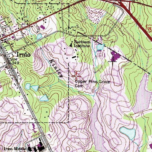 Topographic Map of Upper Pine Grove Cemetery, SC