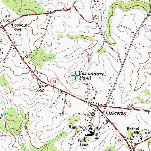 Topographic Map of Varnadore Pond, SC