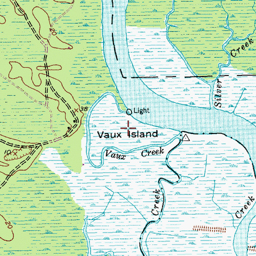 Topographic Map of Vaux Island, SC