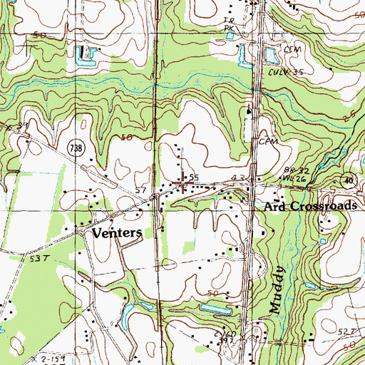 Topographic Map of Venters, SC