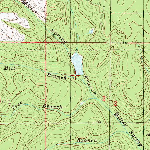Topographic Map of Mill Branch, AL