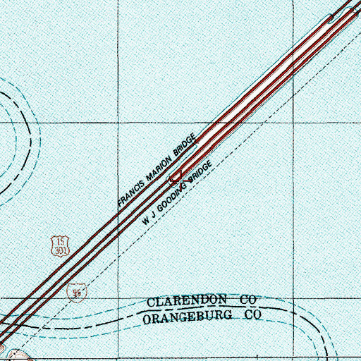 Topographic Map of W J Gooding Bridge, SC