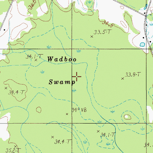 Topographic Map of Wadboo Swamp, SC