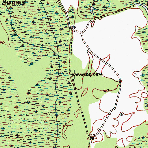 Topographic Map of Wahee Cemetery, SC