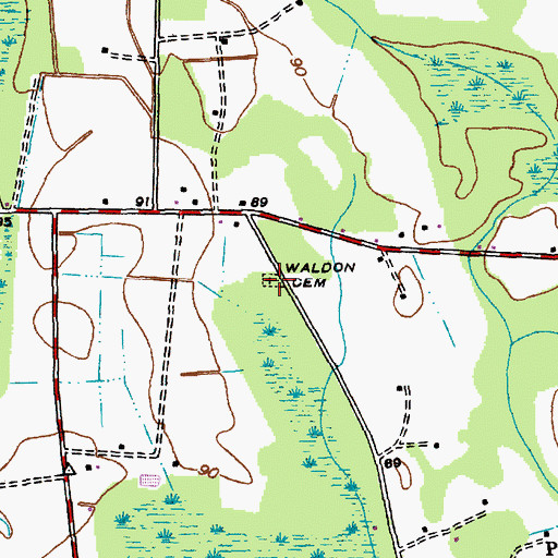 Topographic Map of Waldon Cemetery, SC