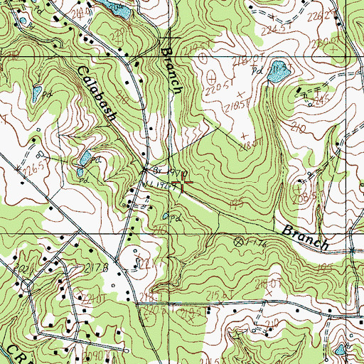 Topographic Map of Walker Branch, SC