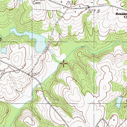 Topographic Map of Wallace Branch, SC