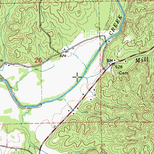 Topographic Map of Mill Branch, AL