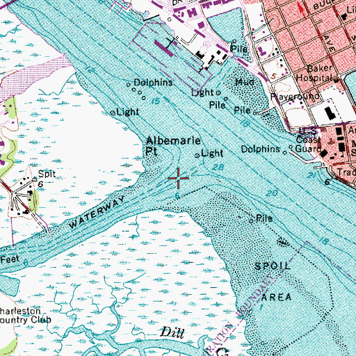 Topographic Map of Wappoo Creek, SC