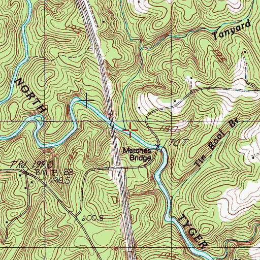 Topographic Map of Wards Creek, SC