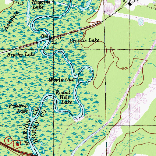 Topographic Map of Worly Cut, SC