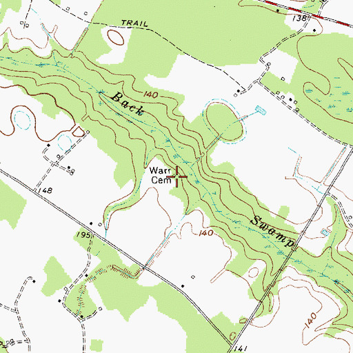 Topographic Map of Warr Cemetery, SC