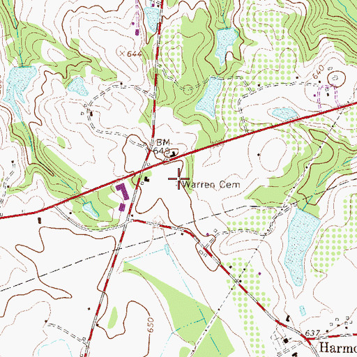 Topographic Map of Warren Cemetery, SC