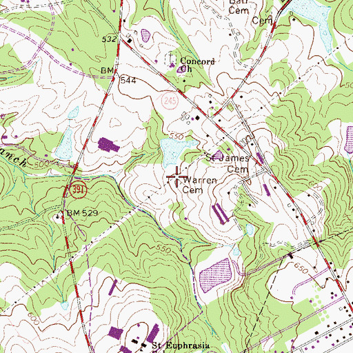 Topographic Map of Warren Cemetery, SC