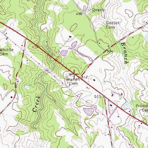 Topographic Map of Warren Cemetery, SC