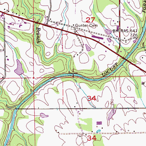 Topographic Map of Mill Branch, AL
