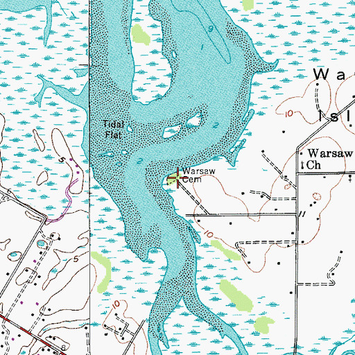 Topographic Map of Warsaw Cemetery, SC