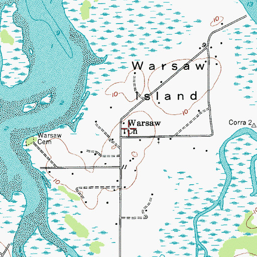 Topographic Map of Warsaw Church, SC