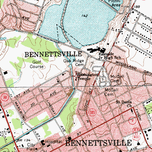 Topographic Map of Washington Temple, SC