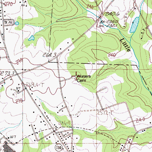 Topographic Map of Waters Cemetery, SC
