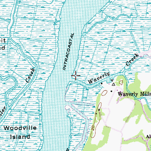 Topographic Map of Waverly Creek, SC