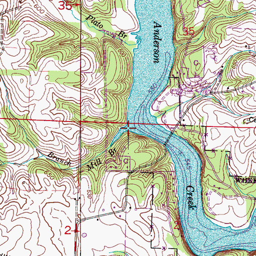 Topographic Map of Mill Branch, AL