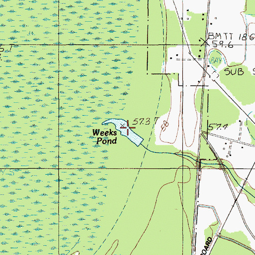 Topographic Map of Weeks Pond, SC