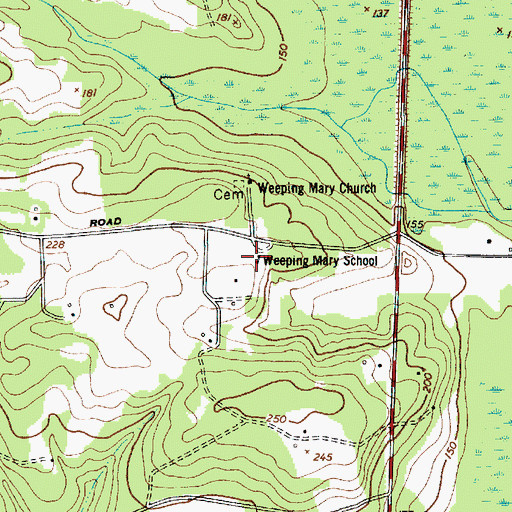 Topographic Map of Weeping Mary School, SC