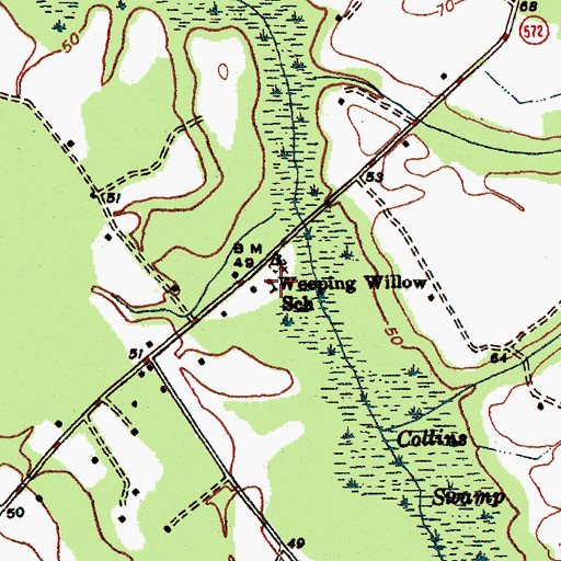 Topographic Map of Weeping Willow School, SC