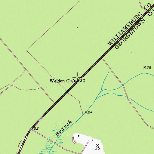 Topographic Map of Weldon Church, SC