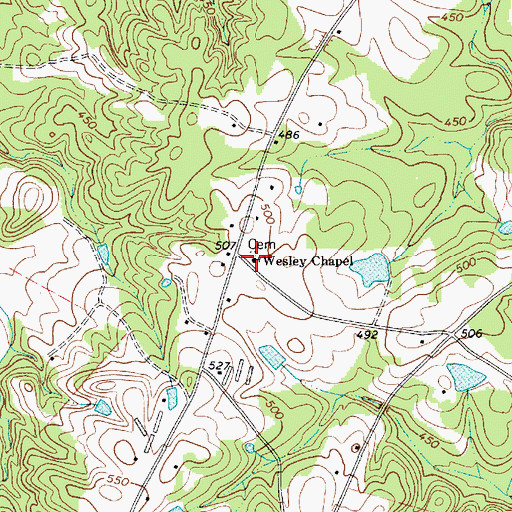 Topographic Map of Wesley Chapel, SC
